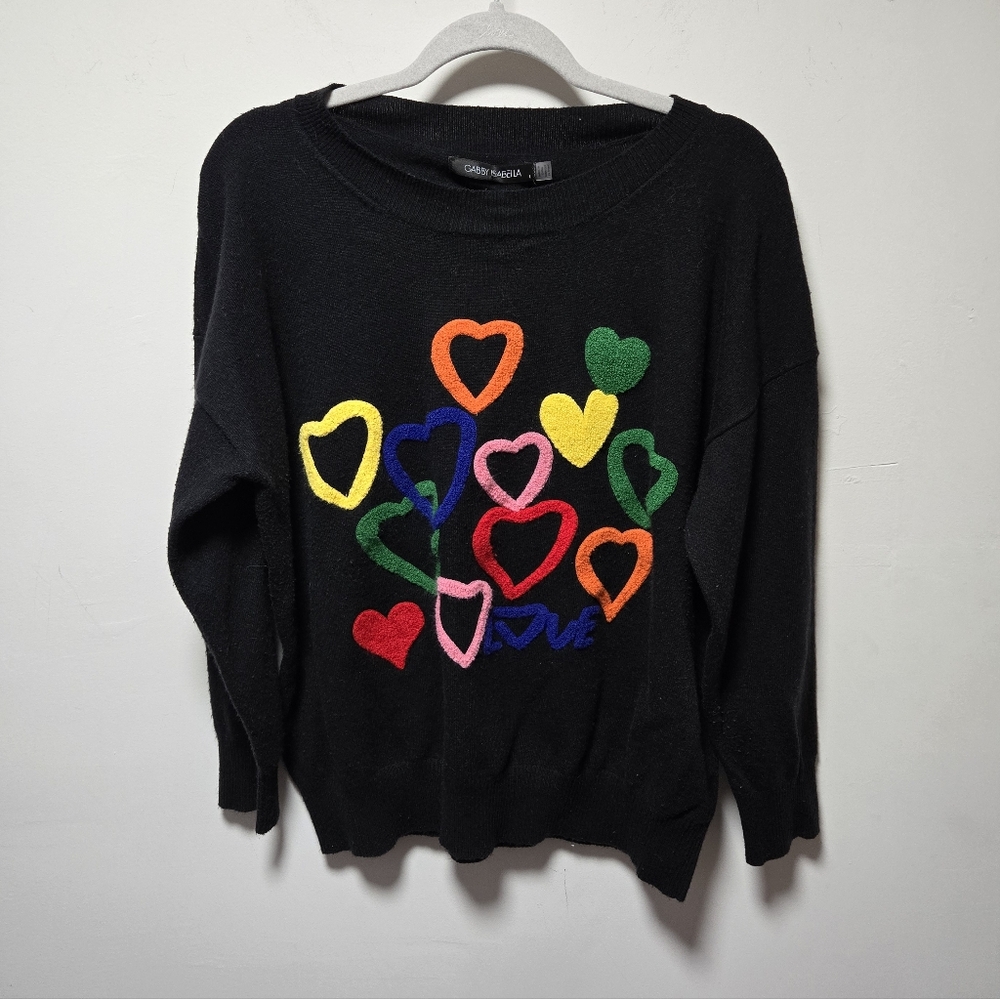 Gabby Isabella Hearts Love Sweater Size Large Pride